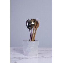 Evene Tezgah Üstü Kaşıklık Dekoratif Dik Kaşıklık Silindir Kaşıklık Siyah Renk Model 80