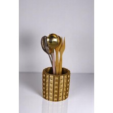 Evene Tezgah Üstü Kaşıklık Dekoratif Dik Kaşıklık Silindir Kaşıklık Beyaz Renk Model 91