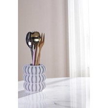 Evene Tezgah Üstü Kaşıklık Dekoratif Dik Kaşıklık Silindir Kaşıklık Altın Renk Model 75