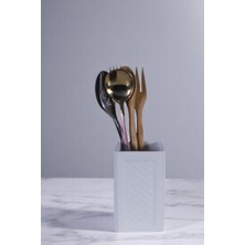 Evene Tezgah Üstü Kaşıklık Dekoratif Dik Kaşıklık Silindir Kaşıklık Siyah Renk Model 92