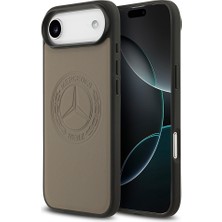 Mercedes-Benz iPhone 17 Air Kılıf Mercedes Benz Lisanslı M-Safeli Hakiki Deri Nostaljik Yıldız Dizayn Kahverengi