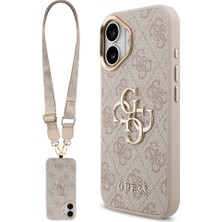 iPhone 17 Uyumlu Kılıf Guess Orjinal Lisanslı 4g Büyük Metal Logolu Kalın Askılı Kapak Pembe