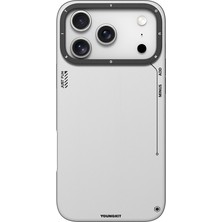 iPhone 17 Pro Max Uyumlu Kılıf M-Safeli Basit Mat Deri Desenli Youngkit Tech Fashion Seri Kapak Gri