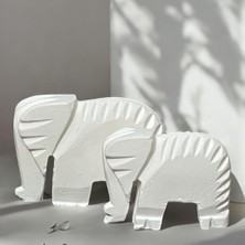 Muyika Soyut Dekoratif Obje Modern Minimalist Ev Aksesuar Biblo,ev Ofis Için Şık Tasarım - 2li Filler Beyaz