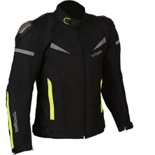 Prohel Colombia Motosiklet Montu – Siyah / Neon Sarı 4 Mevsim Nefes Alabilen Suya Dayanıklı Polyester