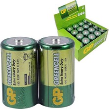 Gp Greencell R20 1.5V Büyük D Boy Çinko-Karbon Pil 20'li Paket (13G)