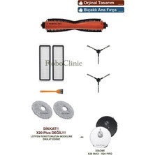 Roboclinic Xiaomi Robot Vacuum X20 Max Robot Süpürge ile Uyumlu Bıçaklı Yedek Ana Fırça, Yan Fırça, Hepa Filtre, Mop - 8 Parça