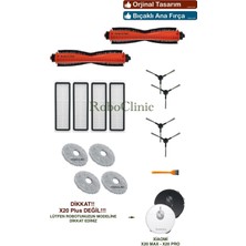 Roboclinic Xiaomi Robot Vacuum X20 Max Robot Süpürge ile Uyumlu Yedek Bıçaklı Ana Fırça, Yan Fırça, Hepa Filtre, Mop - 15 Parça