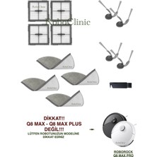 Roboclinic Roborock Q8 Max Pro Robot Süpürge ile Uyumlu Yedek Yan Fırça, Hepa Filtre, Mop - 13 Parça