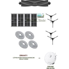 Roboclinic Dreame D20 Ultra Robot Süpürge ile Uyumlu Yedek Ana Fırça, Yan Fırça, Hepa Filtre, Mop - 13 Parça