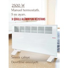 MAKTEK 2500 Watt Elektrikli Panel Konvektör Isıtıcı Manuel Termostat Soba (Ayaklar,askı Aparatı Dahil)