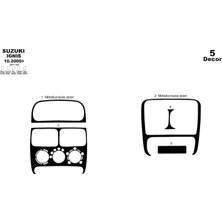 Mars Cockpit Design Suzuki Ignis Konsol-Torpido Kaplama 2000-2003 5 Parça Piano Black