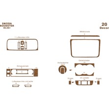 Mars Cockpit Design Skoda Fabia - Roomster Konsol-Torpido Kaplama 2006 20 Parça Açık Meşe