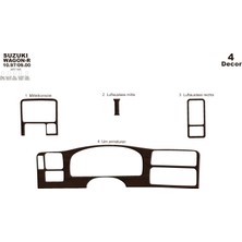 Mars Cockpit Design Suzuki Wagon R Konsol-Torpido Kaplama 1997-2000 4 Parça Koyu Meşe