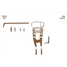 Mars Cockpit Design Volvo S60 Uyumlu Konsol-Torpido Kaplama 2012 12 Parça Açık Meşe