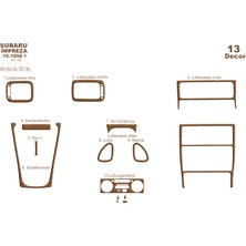 Mars Cockpit Design Subaru Impreza Konsol-Torpido Kaplama 1998-2000 13 Parça Açık Meşe