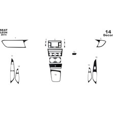 Mars Cockpit Design Seat Leon Piano Black Kaplama 2014 14 Parça  Siyah Karbon