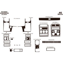 Mars Cockpit Design Scania R Konsol-Torpido Kaplama 2004-2009 46 Parça Koyu Meşe