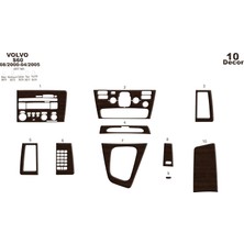 Mars Cockpit Design Volvo S60 Uyumlu Konsol-Torpido Kaplama 2000-2005 10 Parça Koyu Meşe