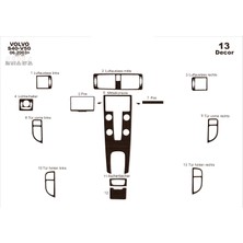 Mars Cockpit Design Volvo S40 / V50 / C30 Konsol-Alüminyum Kaplama 2003 13 Parça Koyu Meşe