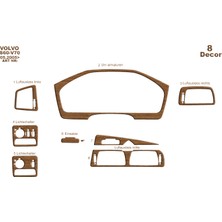 Mars Cockpit Design Volvo S60 / V70 Uyumlu Konsol-Torpido Kaplama 2005-2009 8 Parça Açık Meşe