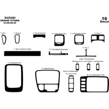 Mars Cockpit Design Suzuki Grand Vitara 4x4 Konsol-Torpido Kaplama 1998-2005 16 Par? Piano Black