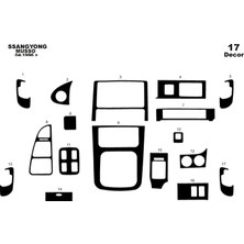 Mars Cockpit Design Ssangyong Musso Konsol-Torpido Kaplama 1996-1999 17 Parça Piano Black