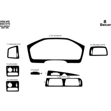 Mars Cockpit Design Volvo S60 / V70 Uyumlu Konsol-Torpido Kaplama 2005-2009 8 Parça Piano Black