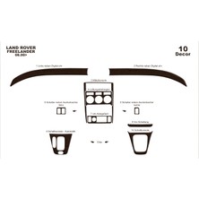 Mars Cockpit Design Land Rover Freelander Konsol-Torpido Kaplama 2000-2003 10 Parça Koyu Meşe