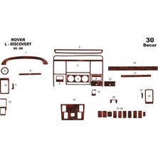 Mars Cockpit Design Land Rover Discovery Konsol-Torpido Kaplama 1990-1998 30 Parça Maun