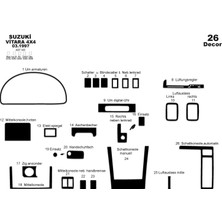 Mars Cockpit Design Suzuki Grand Vitara 4x4 Konsol-Torpido Kaplama 2005 26 Parça Piano Black