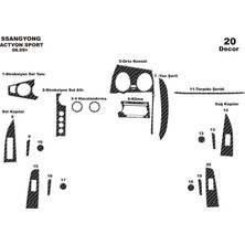 Mars Cockpit Design Ssangyong Actyon Sport Konsol-Torpido Kaplama 2009 20 Parça Karbon