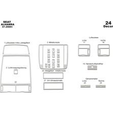 Mars Cockpit Design Seat Alhambra Konsol-Torpido Kaplama 2000 24 Parça Alüminyum