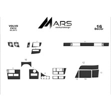 Mars Cockpit Design Volvo Fh Uyumlu Konsol-Torpido Kaplama 2013 16 Parça Karbon
