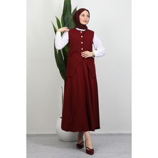 Meyra Yelek Etekli Takım Bordo