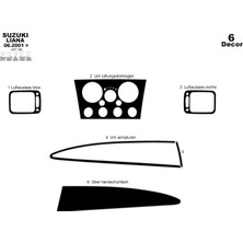 Mars Cockpit Design Suzuki Liana Konsol-Torpido Kaplama 2001-2003 6 Parça Piano Black