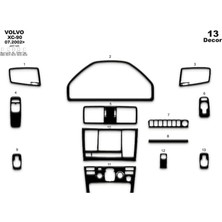 Mars Cockpit Design Volvo Xc 90 Uyumlu Konsol-Torpido Kaplama 2002 13 Parça Piano Black