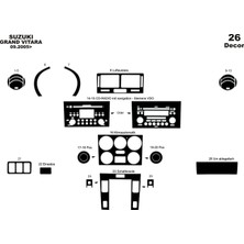 Mars Cockpit Design Suzuki Grand Vitara 4x4 Konsol-Torpido Kaplama 2005 26 Parça Piano Black