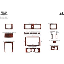 Mars Cockpit Design Skoda Fabia Alüminyum Kaplama 1999-2006 24 Parça Maun