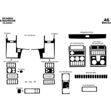 Mars Cockpit Design Scania R Konsol-Torpido Kaplama 2004-2009 46 Parça Piano Black