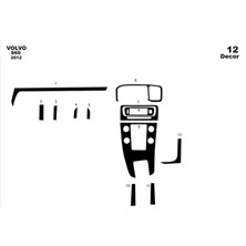 Mars Cockpit Design Volvo S60 Uyumlu Konsol-Torpido Kaplama 2012 12 Parça Piano Black