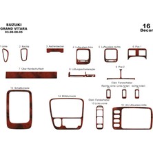 Mars Cockpit Design Suzuki Grand Vitara 4x4 Konsol-Torpido Kaplama 1998-2005 16 Par? Maun