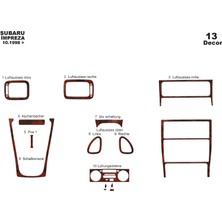 Mars Cockpit Design Subaru Impreza Konsol-Torpido Kaplama 1998-2000 13 Parça Maun