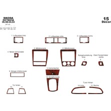 Mars Cockpit Design Skoda Octavia Alüminyum Kaplama 1998-2004 15 Parça  Maun
