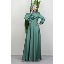 Önü Degaje Elbise Soft Yeşil