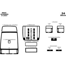 Mars Cockpit Design Seat Alhambra Konsol-Torpido Kaplama 2000 24 Parça Piano Black