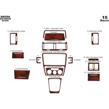 Mars Cockpit Design Skoda Octavia Konsol-Torpido Kaplama 2004-2009 15 Parça Maun