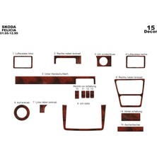 Mars Cockpit Design Skoda Felicia Konsol-Torpido Kaplama 1995-1999 15 Parça Maun