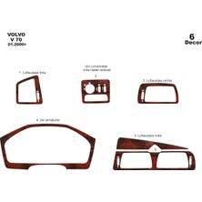 Mars Cockpit Design Volvo V70 Uyumlu Konsol-Torpido Kaplama 2000-2005 6 Parça Maun