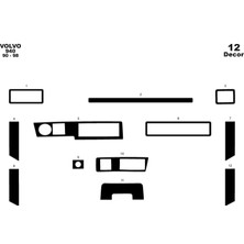 Mars Cockpit Design Volvo 940 Uyumlu Konsol-Torpido Kaplama 1990-1998 12 Parça Piano Black